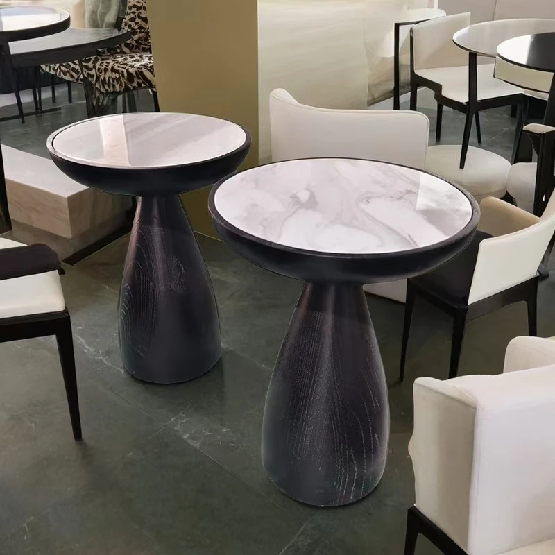 Solid wood edge few marble coffee table modern simple creative light luxury negotiation table sofa corner few small round table