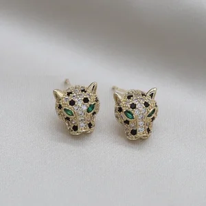 Colorido Animal Leopardo Brincos Para Mulheres, Conjunto De Jóias De Cobre De Zircão, Brincos De Festa De Luxo, Requintado Moda, Coréia, Novo Design 10 principais vendas fato de gala homem - №6