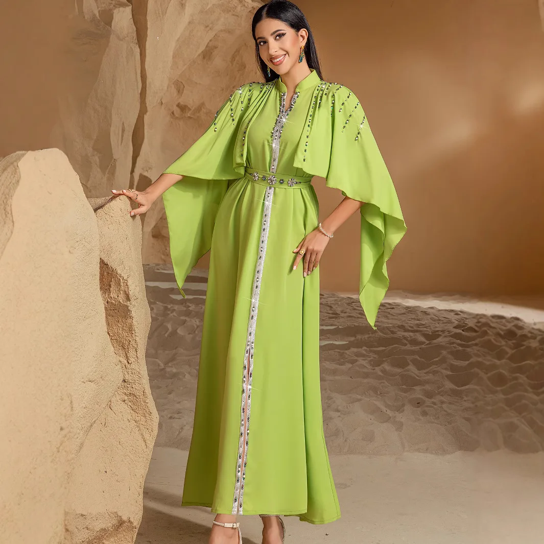 2025 eid jalabiya muçulmano abaya vestido de festa para mulheres árabe diamante abayas vestidos longos robe mulher elegante ramadan vestidos