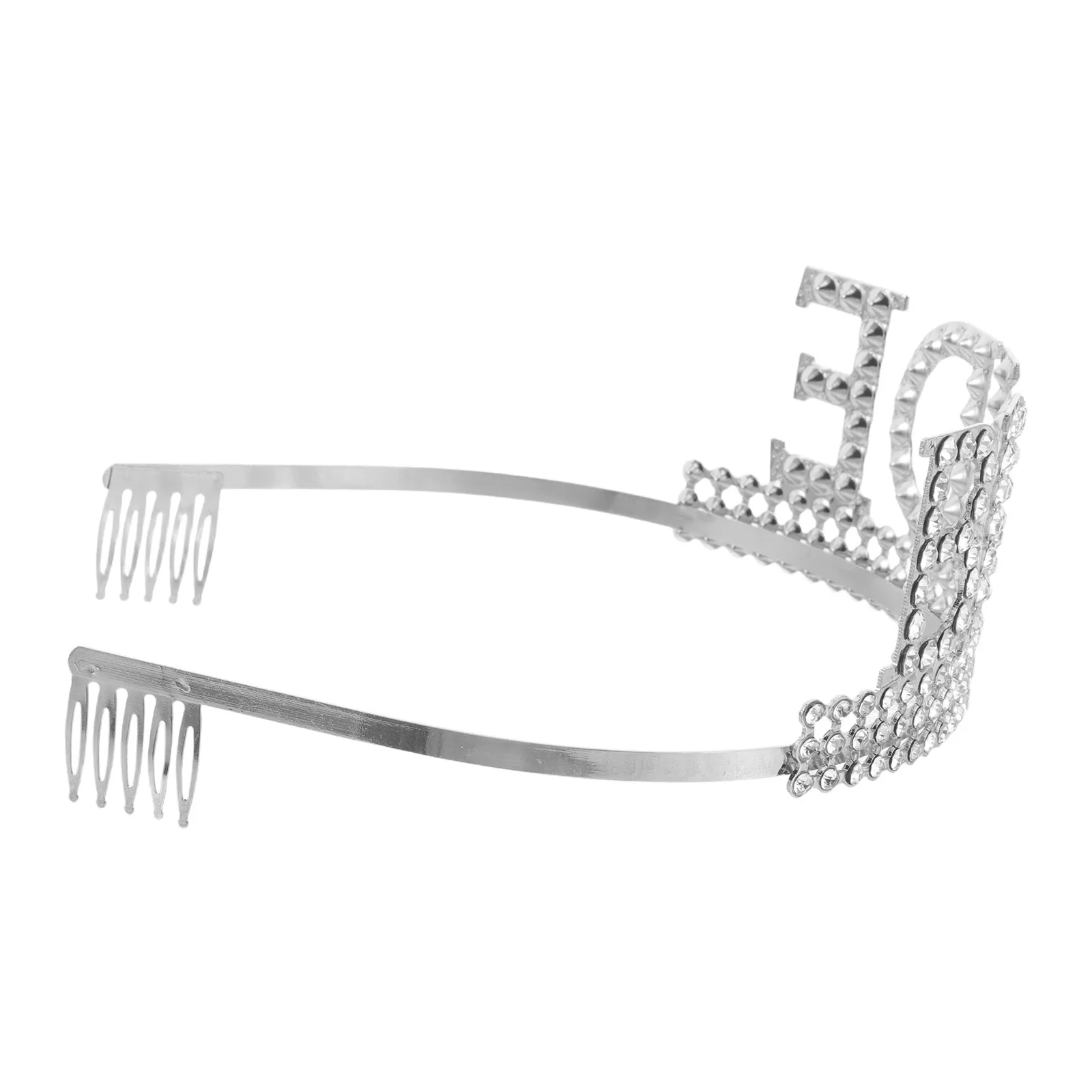 Bride Rhinestone Wedding Crown Bridal Headband Tiara Sparkling Headpiece Side Comb Secure Fit Bridal Hair Accessories