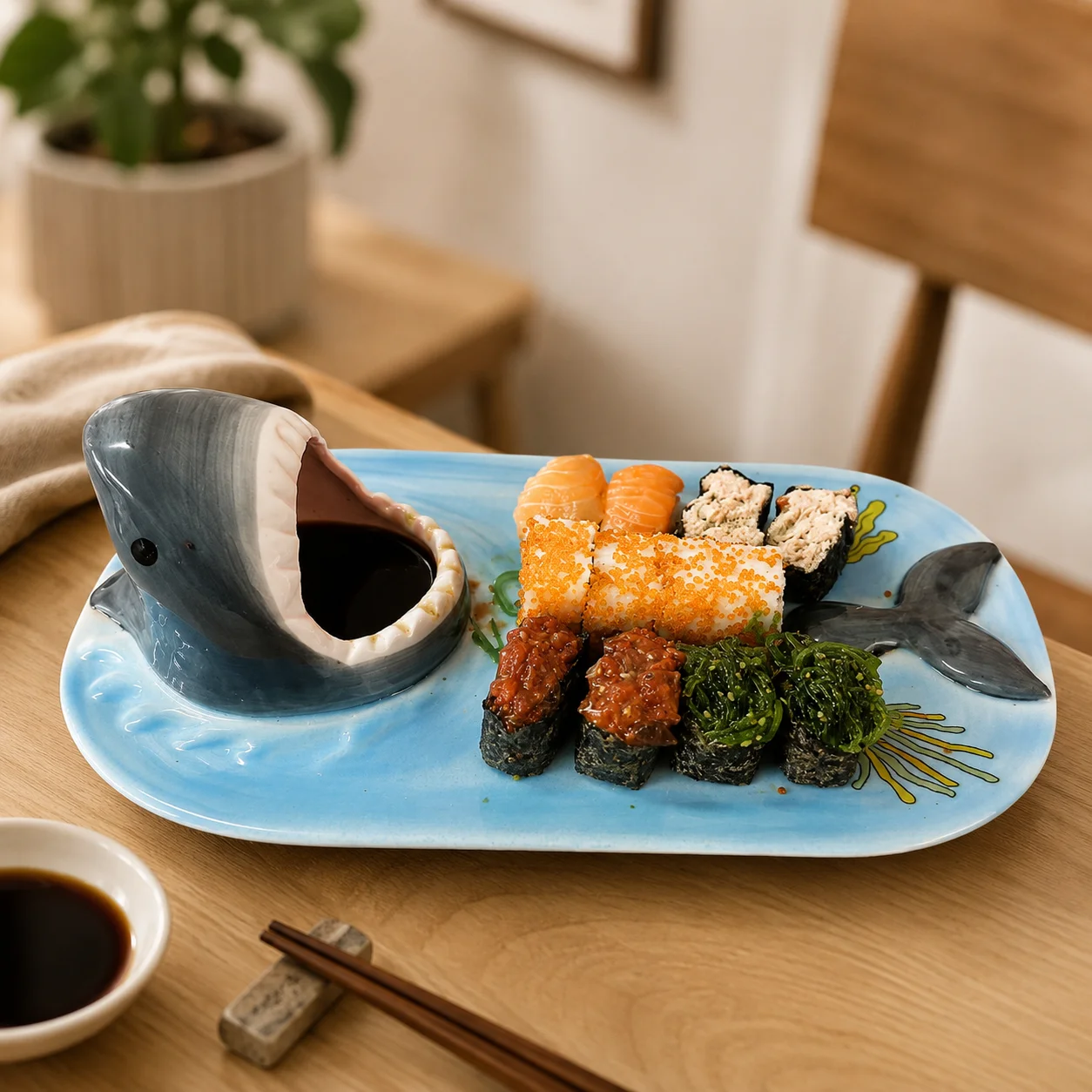 ceramic-shark-sushi-plate-rectangular-with-sauce-dish-japanese-style-novelty-tableware-for-home-kitchen-dining-restaurant