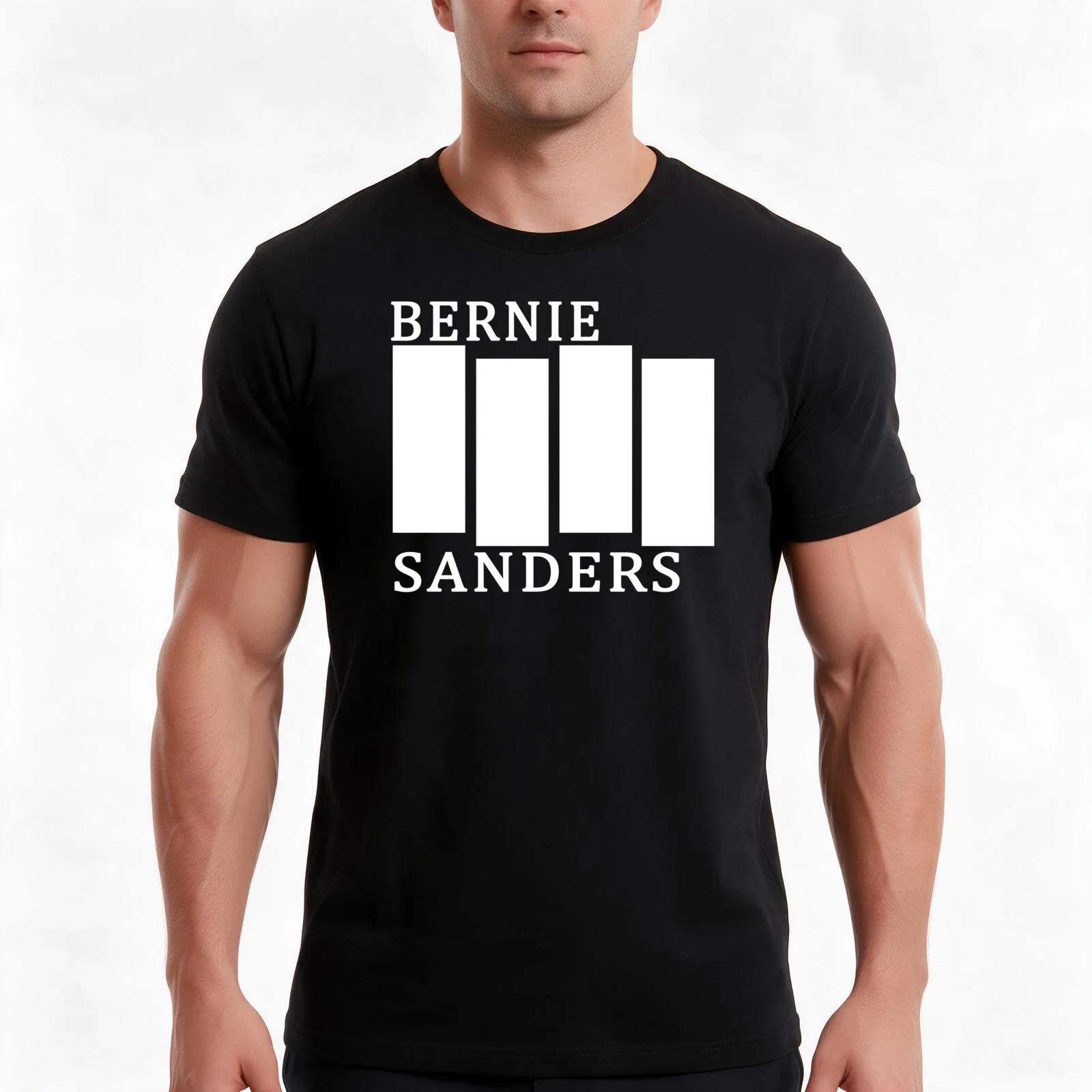 Bernie sanders black flag 2020 T-Shirt, Summer Casual Cotton Tee, Oversized Streetwear Tops, Vintage Graphic Print, 100% Cotton