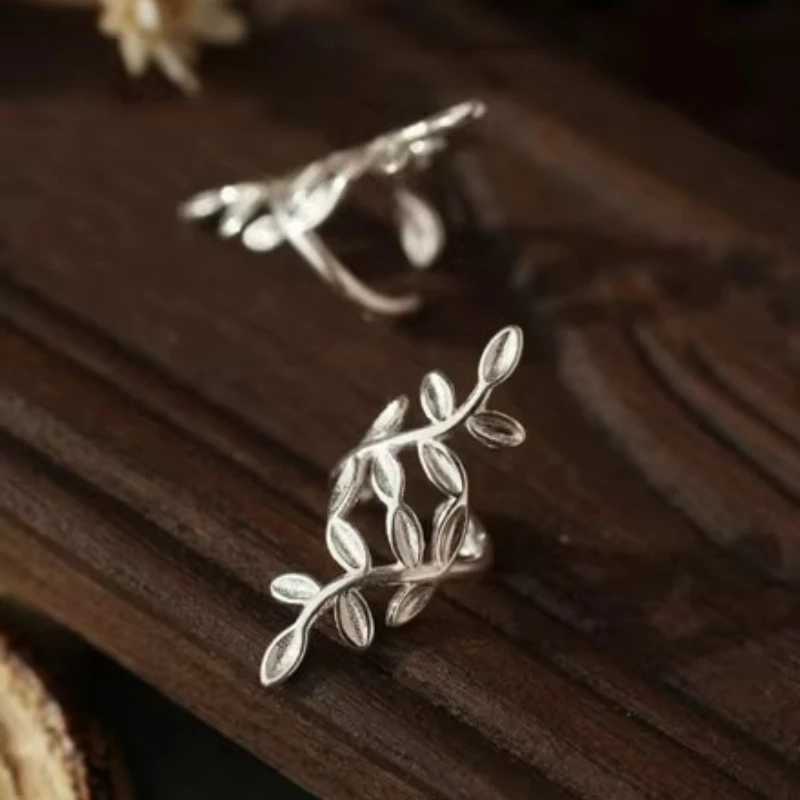 925 Sterling Silver leaves Clip on Earrings Ear Cuff For Women Girl Lady Without Piercing Earring Jewelry