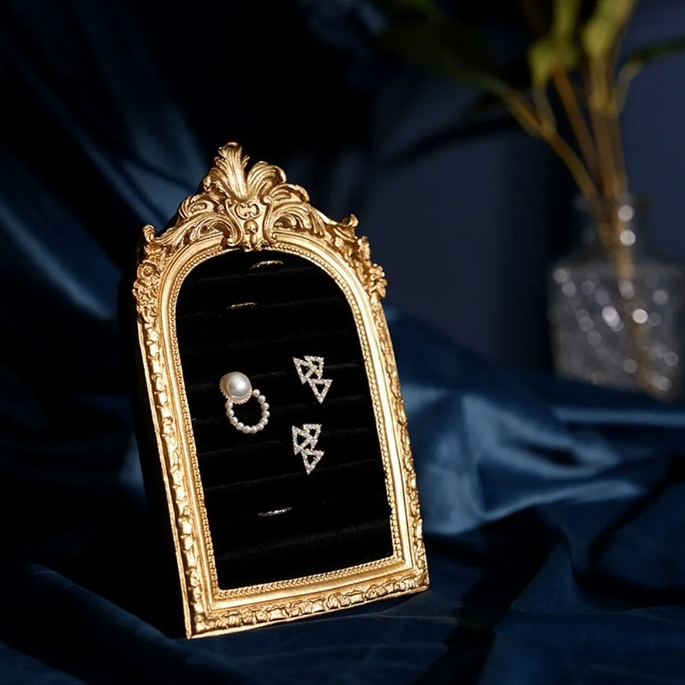 

Винтажная полка для хранения украшений, декоративный шкаф для дома, бархатные полки для серег и колец, износостойкие, экономящие место