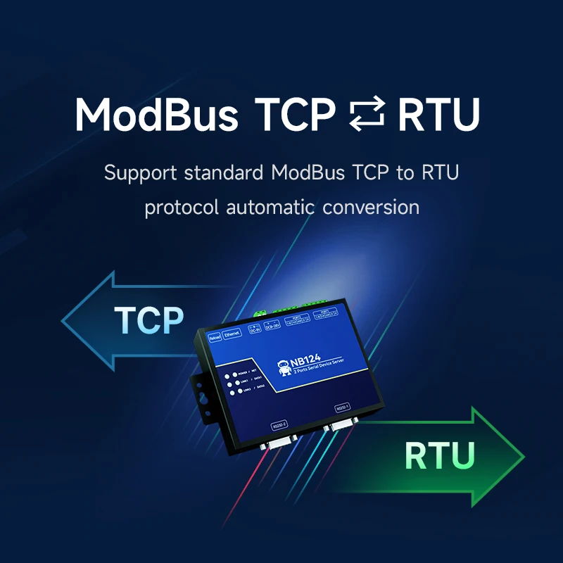 UART to Ethernet Serial Server RS485 RS422 RS232 RJ45 MQTT HTTP TCP RTU UDP PLC  Long Distance Modbus Gateway NB114