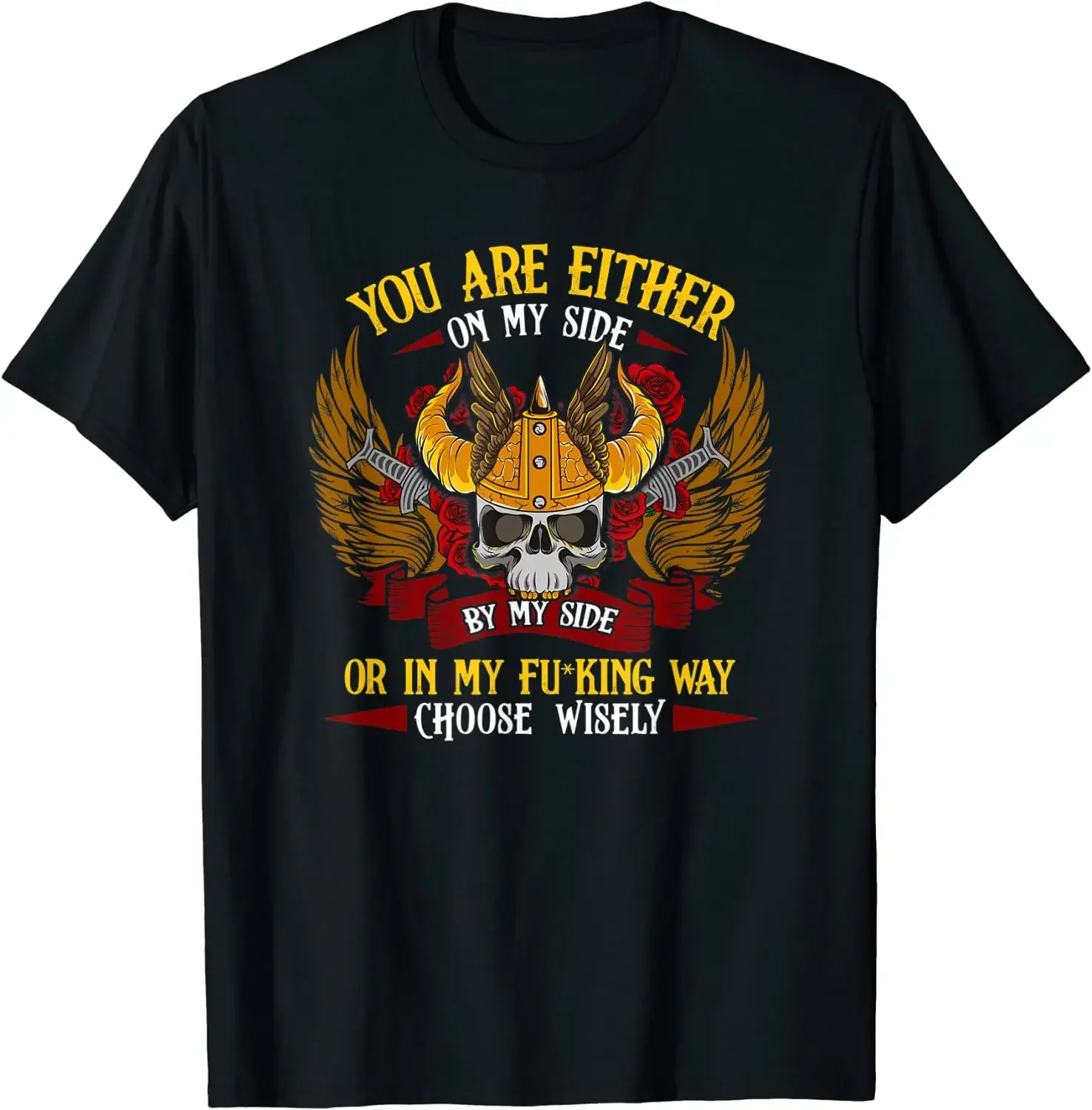 Nordic Warrior Skull Inscriptions Odin Valhalla T-Shirt 100% Cotton O-Neck Short Sleeve Summer Casual Mens T-shirt Streetwear