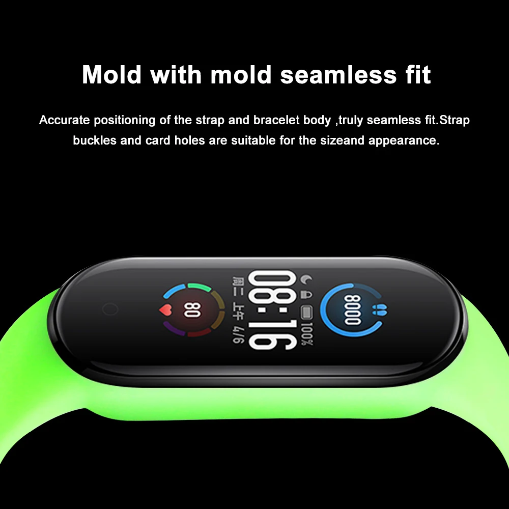 YAYUU Luminous ซิลิโคนสำหรับ Xiaomi Mi Band 7 6 5 ,เรืองแสงใน Dark เปลี่ยนสร้อยข้อมือสำหรับ Mi Band 7 6 5