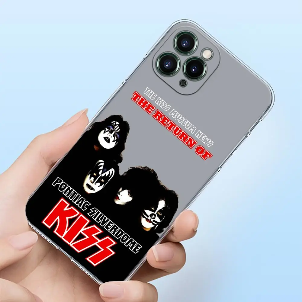 Classics Kiss Rock Band Clear Phone Case For iPhone 15 14 13 12 11 Pro Max Mini Cases iPhone 7 14 15 Plus XS Soft Silicone Cover