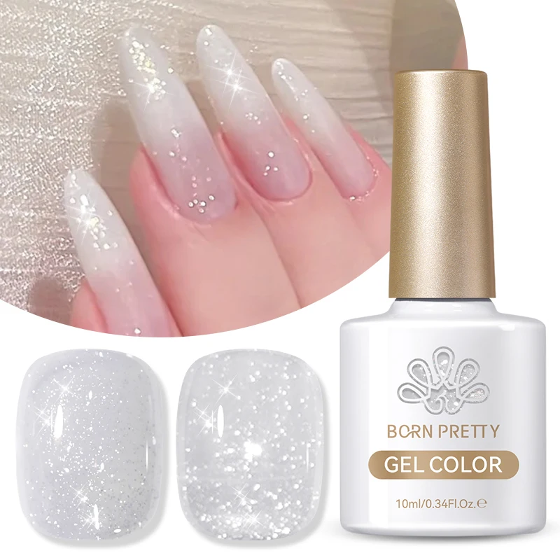 BORN PRETTY 1 botella de 10ml de Gel brillante reflectante blanco lechoso semipermanente Soak Off UV Gel Nail Art barniz diseño de manicura