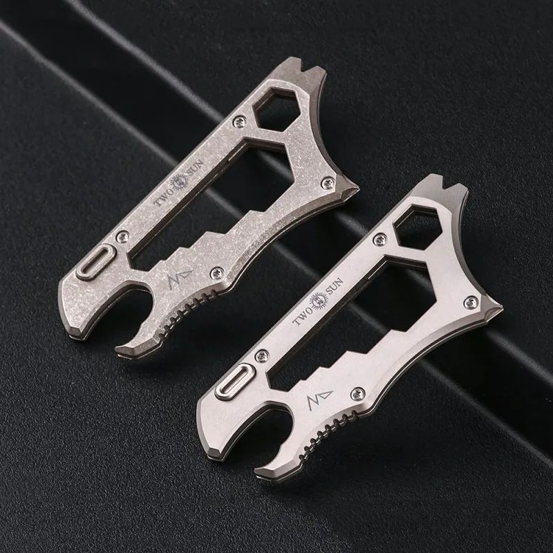 

Titanium Alloy Polygon EDC Tool Multifunction Bottle Opener Hexagon Wrench Graduated Scale Phillips Screwdriver Outdoor Pry Bar