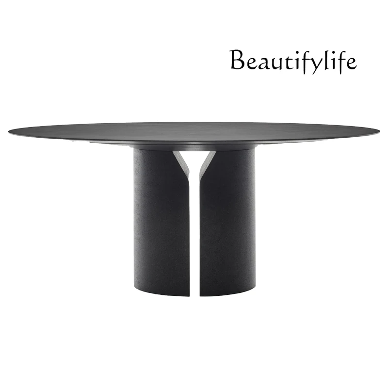 

Italian Minimalist Marble Dining-Table Villa High-End Large Apartment Glossy Dining Table Negotiation Desk