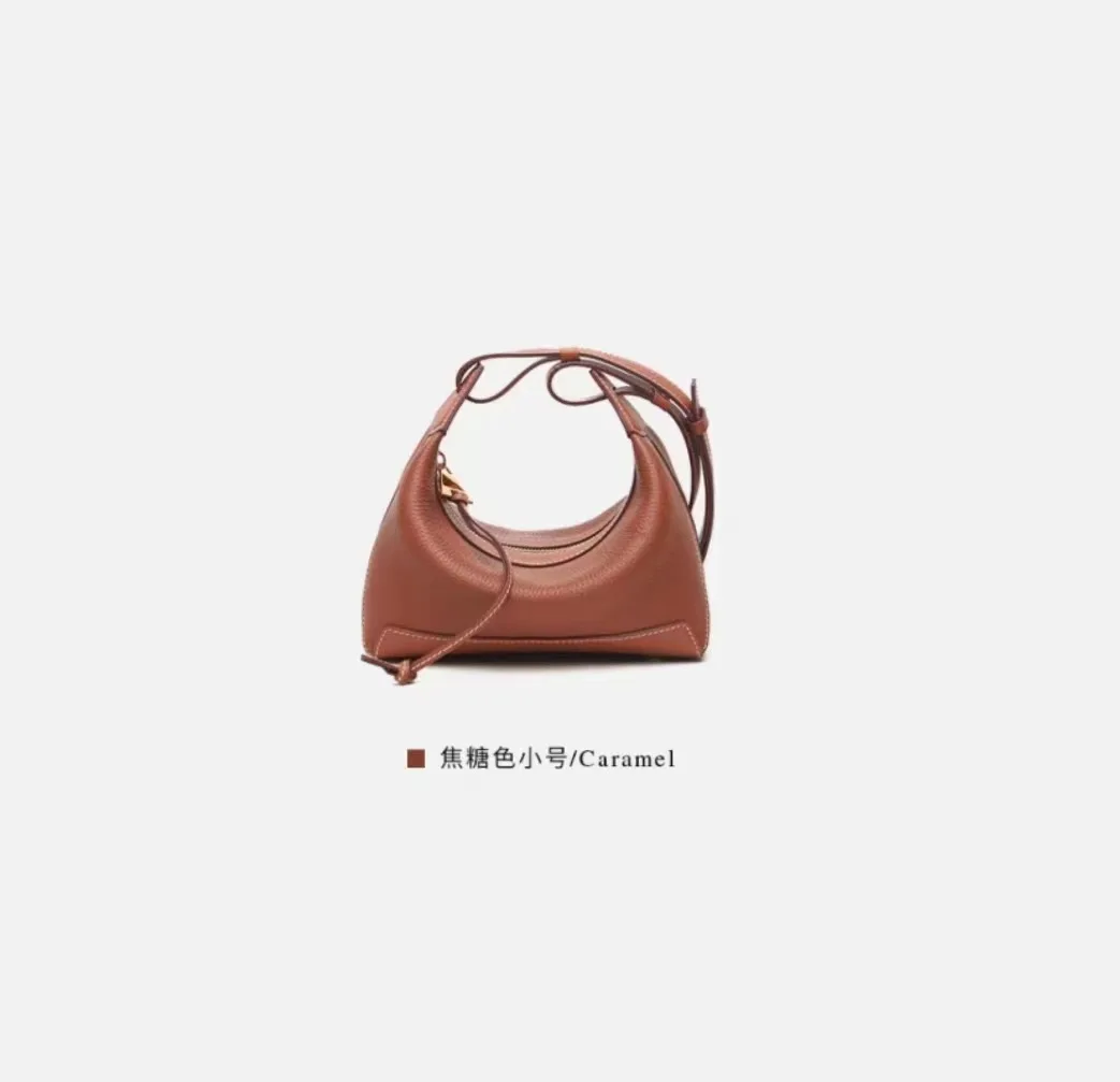 2024 Trendy Women\'s Bag, Lunch Box Bag, Small Underarm Bag, Head Layer, Cowhide Luxury, Solid Color Crossbody Shoulder Bag