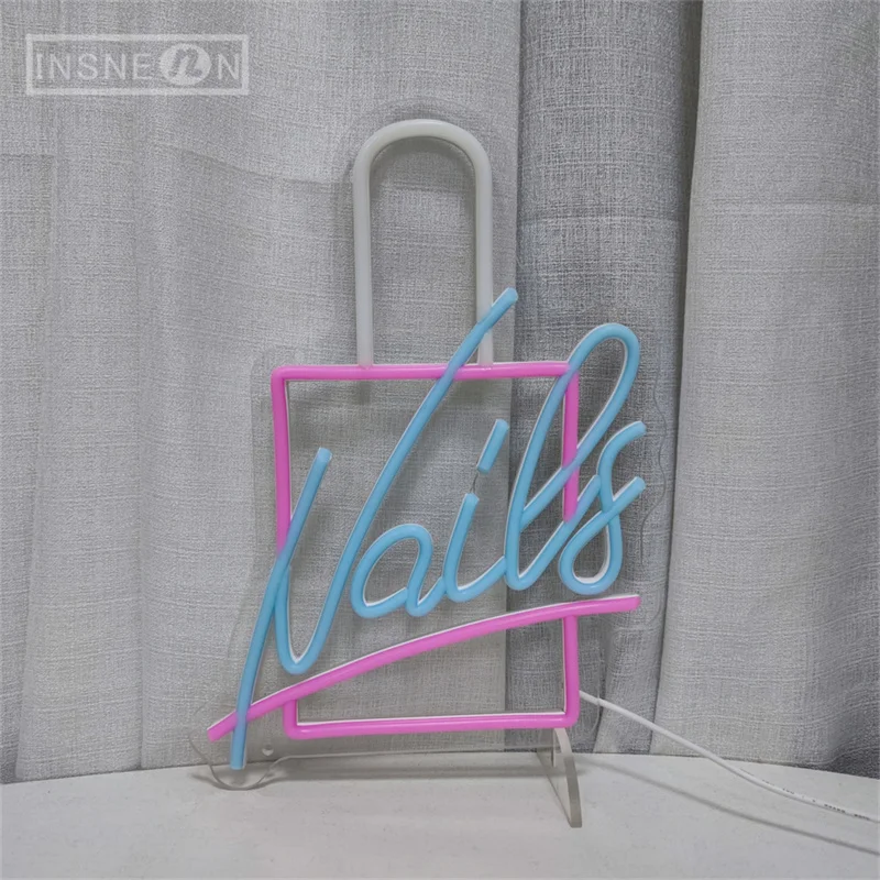 Nails Neon Sign Salon Shop Signboard Beauty Salon Room Decoration Business Shop Studio Decor Art Welcome Sign Led Light for Nail