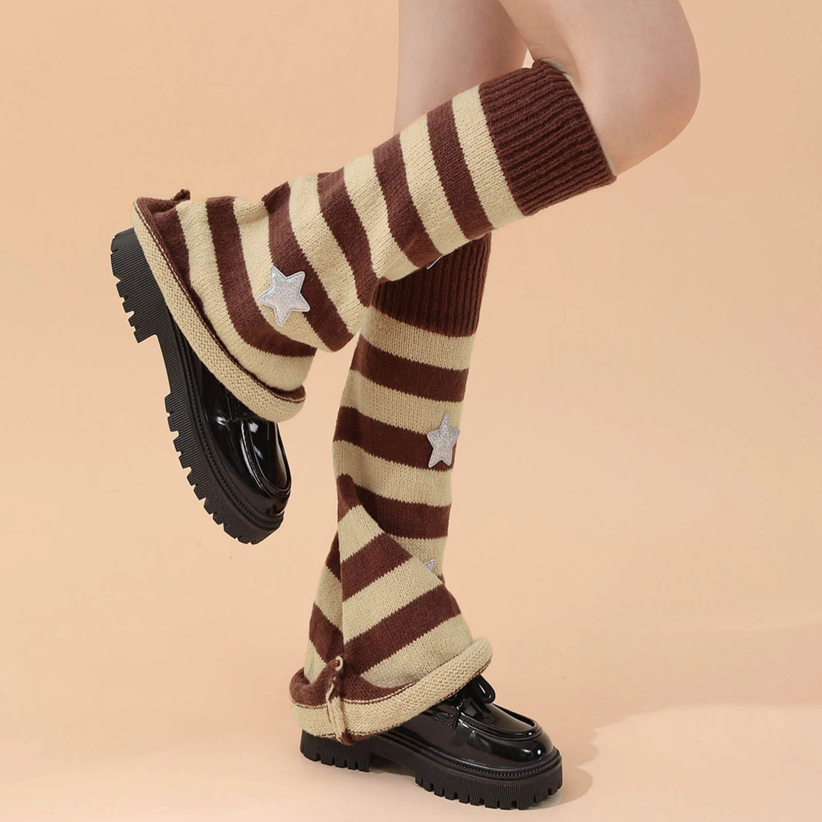 

Women'S Color Block Striped Leg Warmers Over Knee Knitted Socks Y2k Style Trendy Streetwear Accessories Fashion Leg Covers