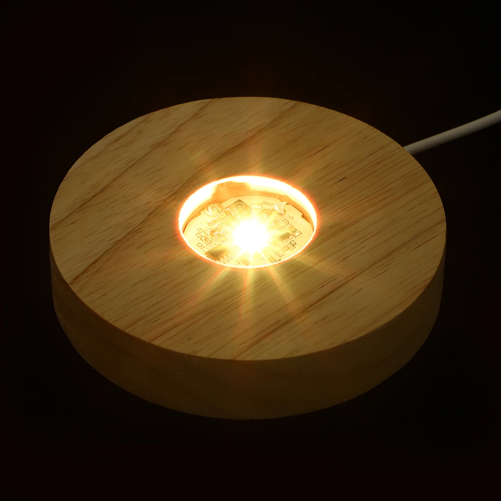 Base per illuminazione in cristallo a LED Base per illuminazione Supporto per sfera di cristallo Espositore rotondo Portalampada decorativo in materiale di legno durevole