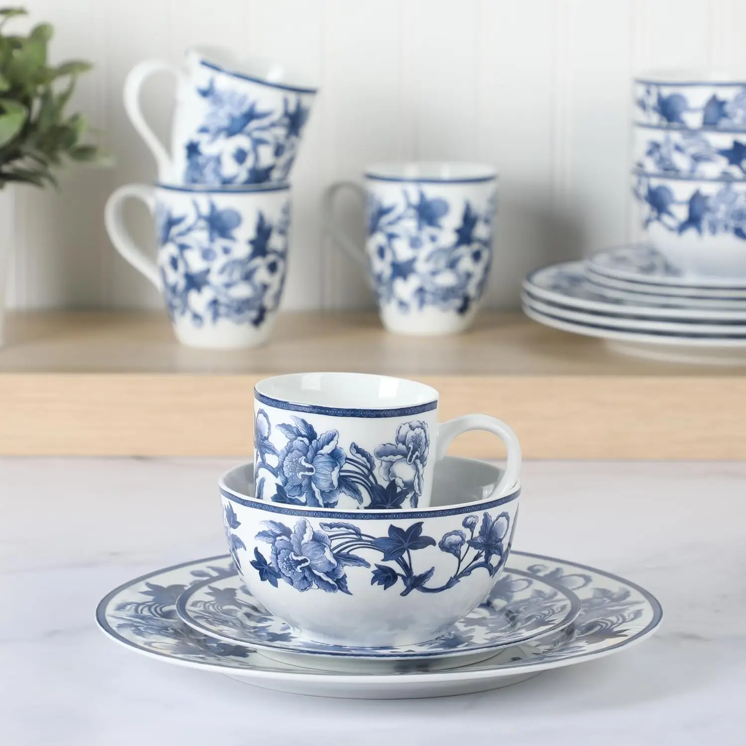 Набор столовой посуды Goodale Vintage Blue Stoneware из 16 предметов