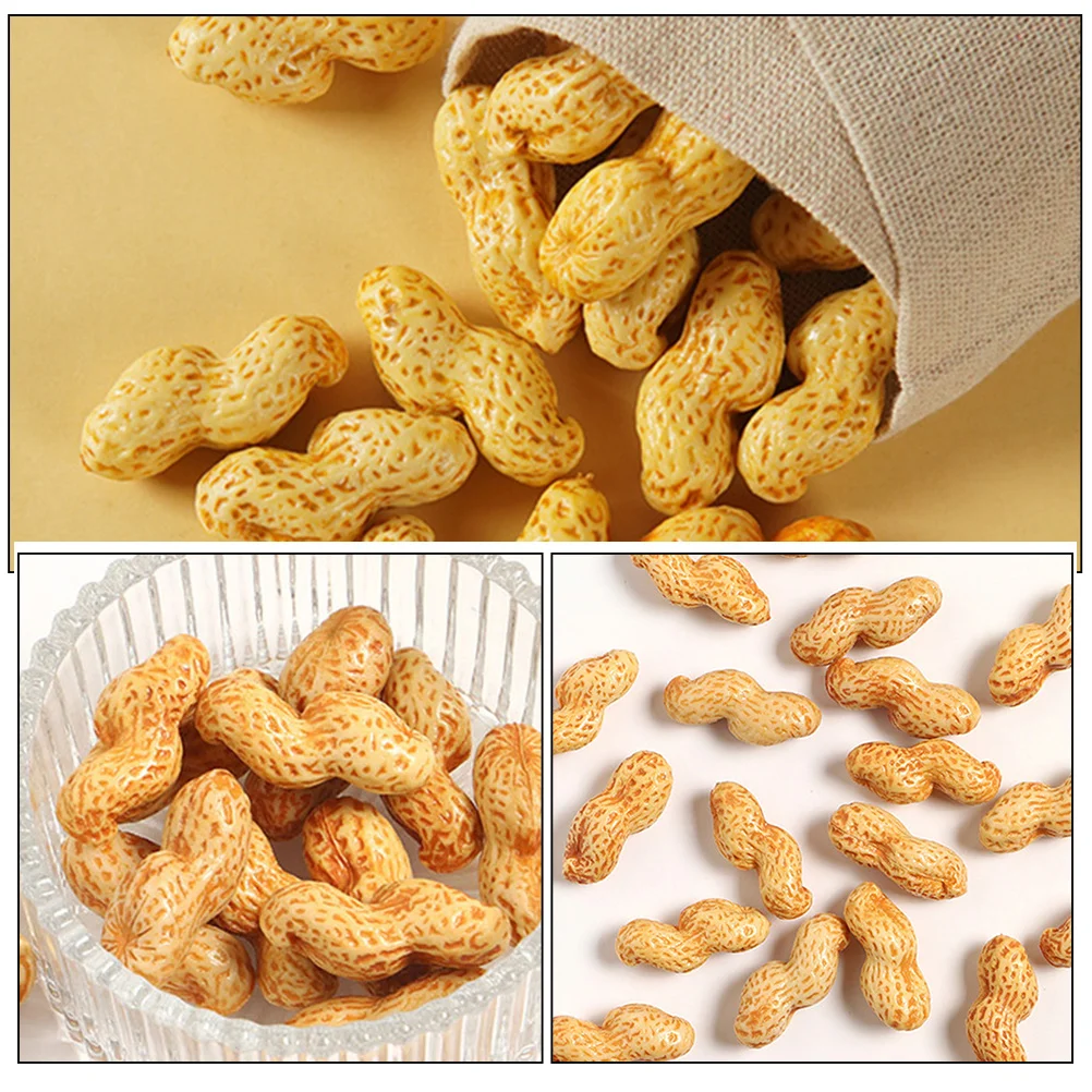 6Pcs Artificial Peanut Props PVC Realistic Faux Peanut Decorations for Kitchen Decor Party Layout Decor