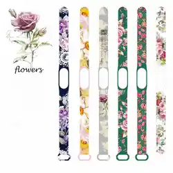 Mi Band 3 4 5 6 7 Mi Band 3 4 5 6 7 팔찌 꽃 시리즈 손목 밴드 Mi Band 시계 교체 스트랩 용 실리콘 시계 밴드