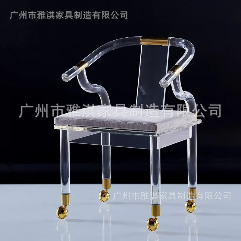 Acrylic armchair Transparent Internet celebrity chair Fashion wheelchair Crystal Taishi chair DIY stool