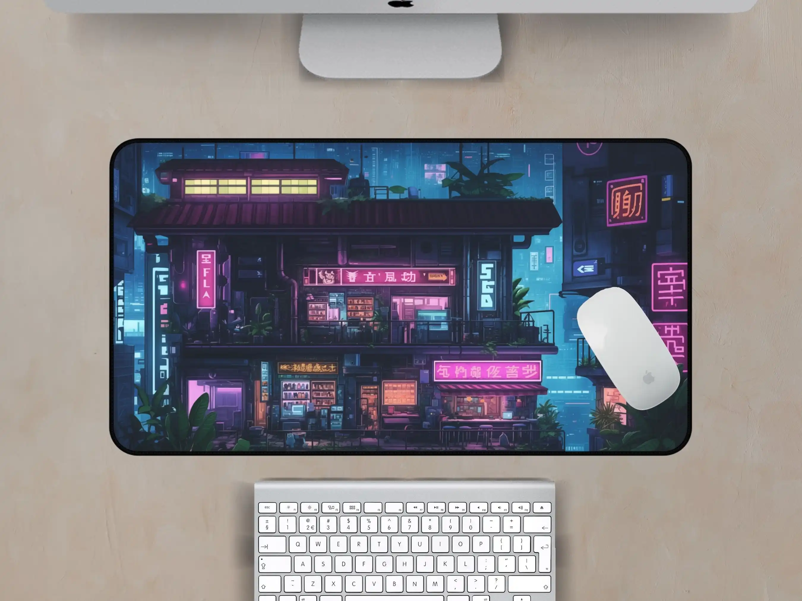 Ramen Shop Placemat, Neon Light Placemat, City Placemat, XXL Gaming Mouse Pads, Gaming Mouse Pad, Perfect Gift for Friends