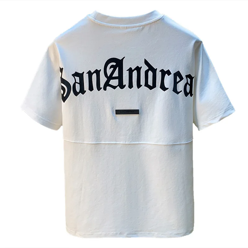 Summer new letter printed short sleeved T-shirt for men, high-density heavy-duty loose top, casual street men's clothing