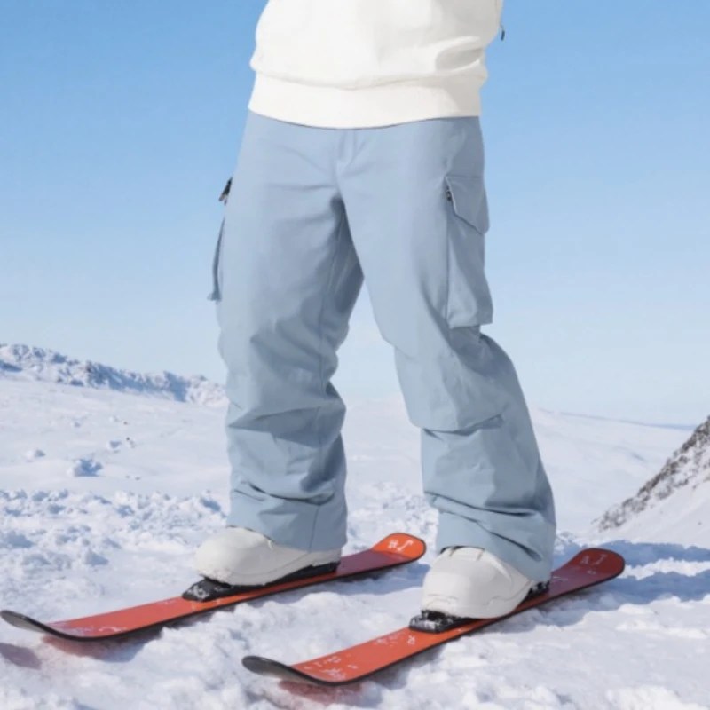 

New Men Skiing Pants Solid Sport Warm Windproof Breathable Outdoor Ski Pant Pocket Waterproof Snow Women Adult Snowboarding Pant