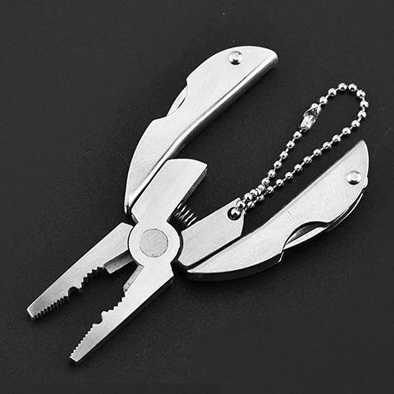 Outdoor Mini Folding Muilti-functional Plier Clamp Keychain Outdoor Hiking Tool Pocket Multitools Knife