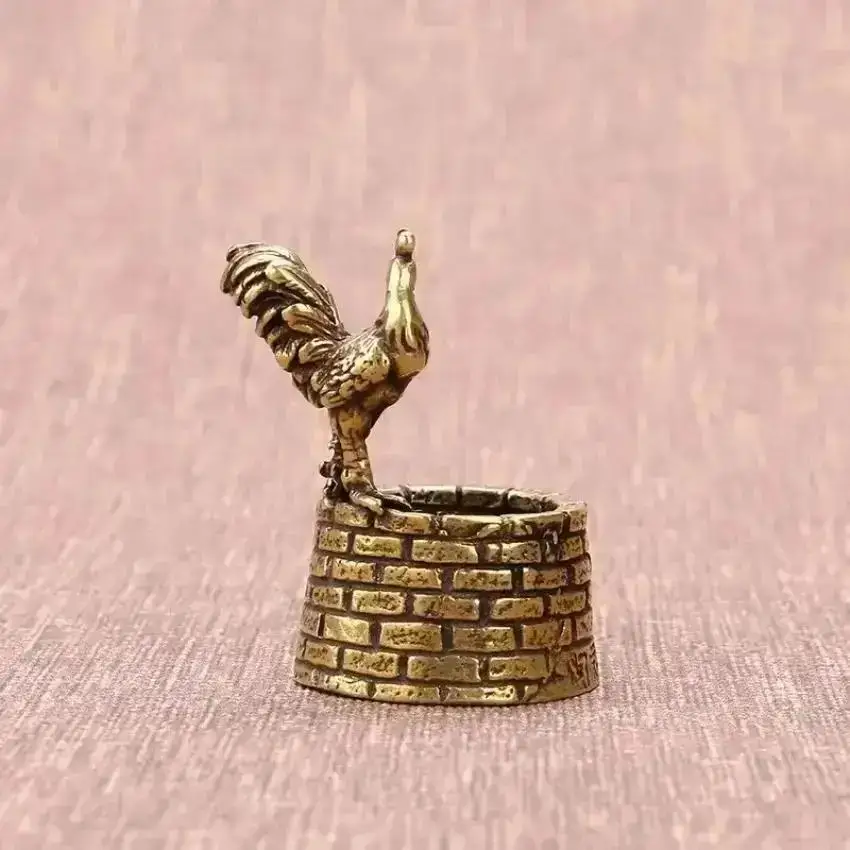 2026 Creative Brass Frog Ornament Sitting In The Well Figurine Metal Rooster Incense Burner Desktop Craft Home Decoration