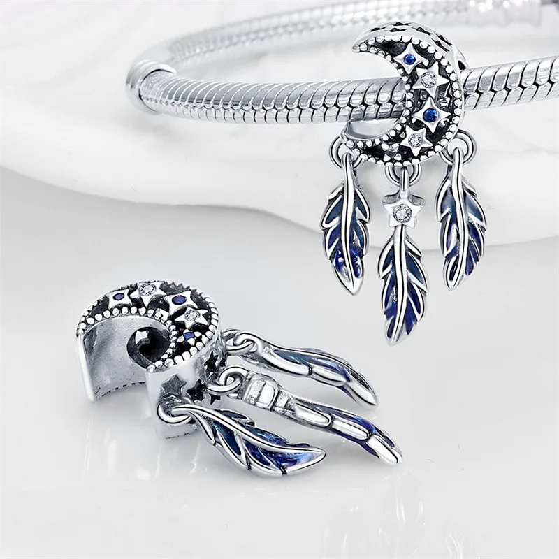 Cross-border best-selling copper-plated silver dream-catching net star and moon string bead jewelry DIY bracelet