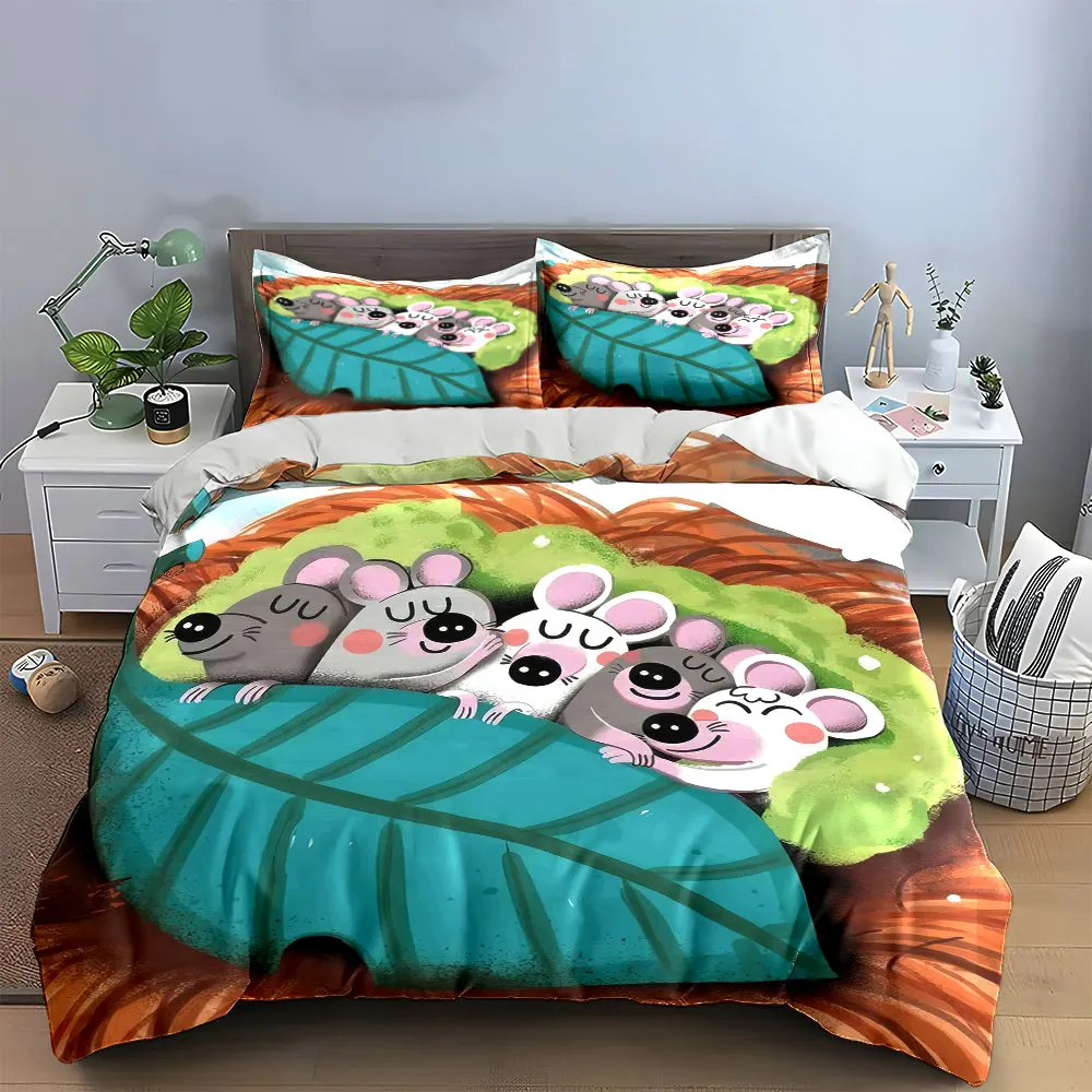 

"Cartoon Animals Decorative Set" Bedding Set with 1 Duvet Cover 2 Pillowcases Single Double King Queen, Gift