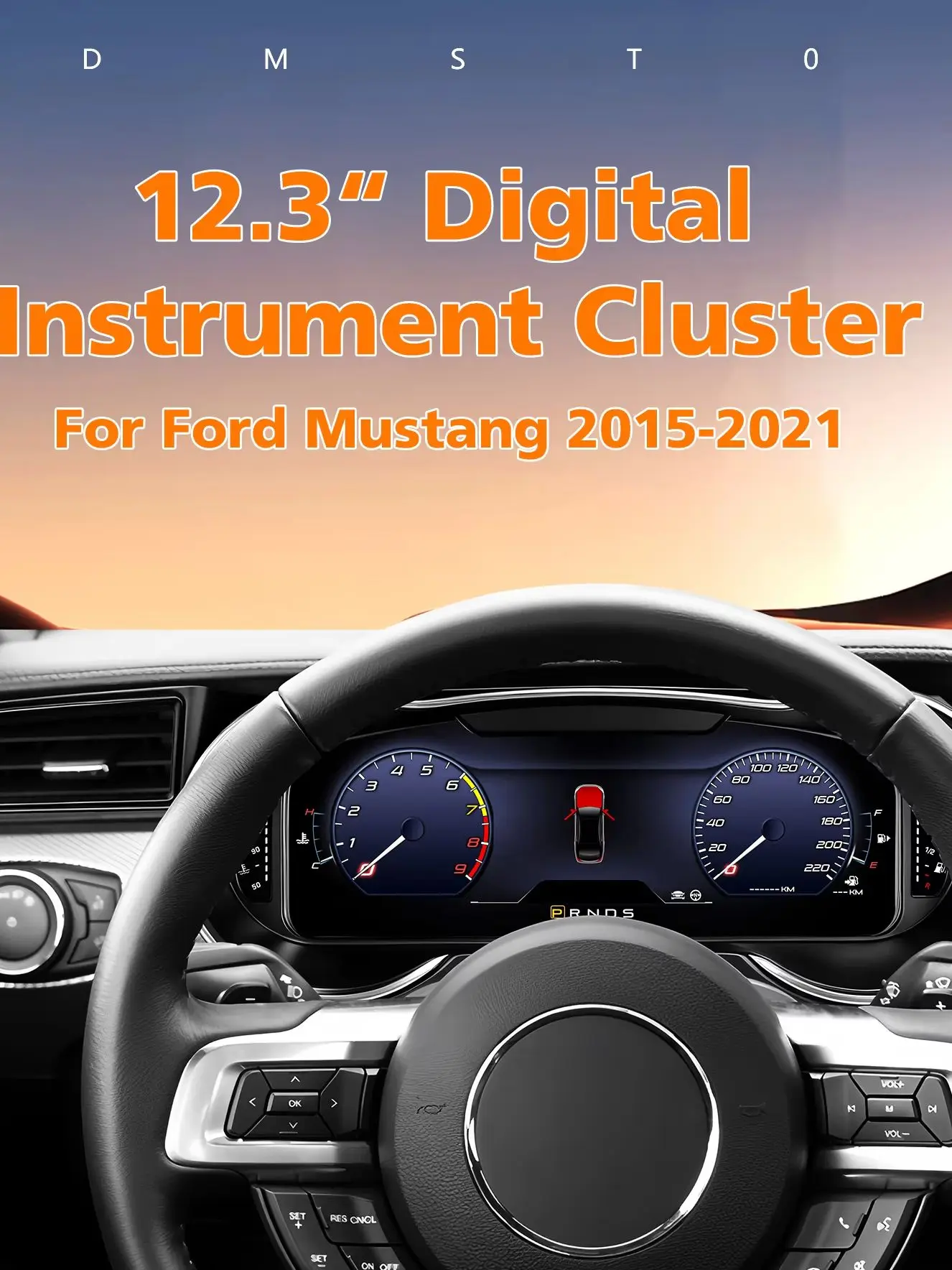 Hizpo 12,3 Zoll 1920*720 Auto-LCD-Digital-Armaturenbrett für Ford Mustang 2015-2021 – Modifiziertes Autoradio-Instrumentenpanel, Cockpit-Display, Tachometer, Anzeigegeräte-Set, virtuelles Cockpit,