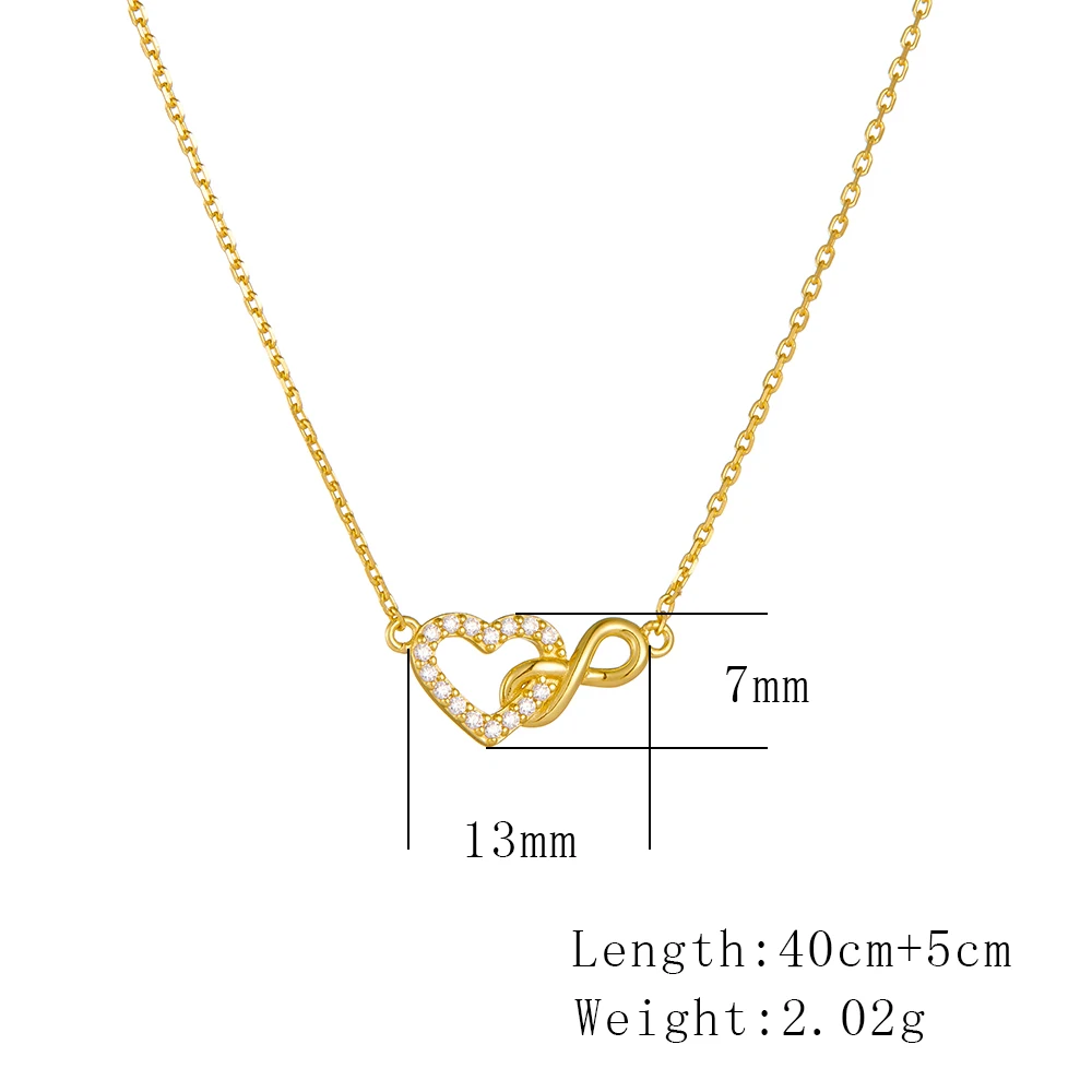 925 Sterling Silber 14K Vergoldete Infinity-Herz-Halskette mit klarem Zirkonia-Anhänger für Damen – Zarte, dünne Kette, minimalistisches Liebes- und Alltagsschmuckstück – Detail 6
