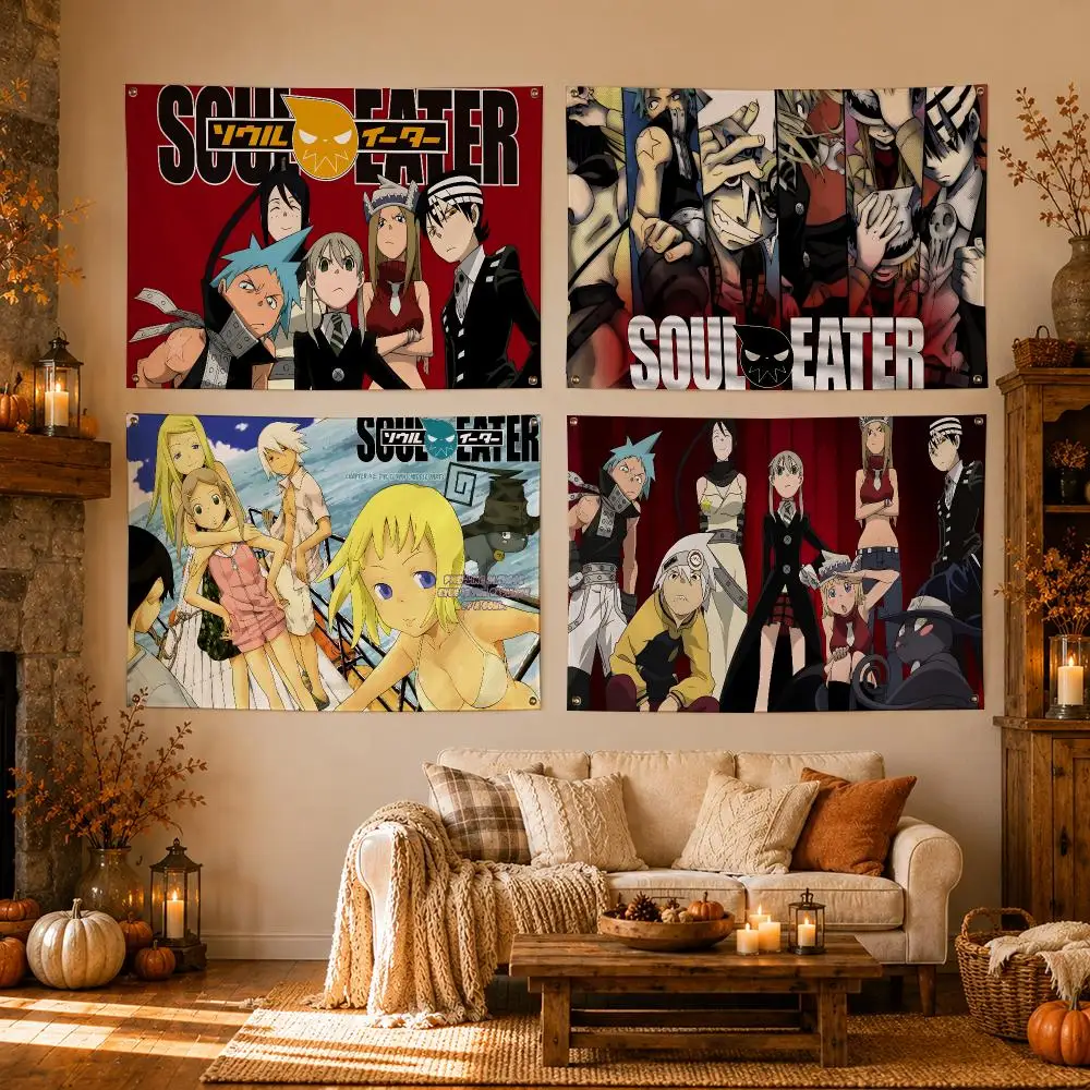 Anime Soul Eater Flags Flags for Room, Bedroom, Home, Outdoor, Wall Hanging, Concert Print, Art Banner