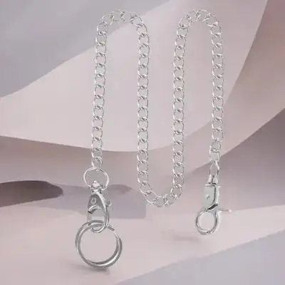 Galvanisierte Metall-Taschenuhr-Kette, T-Form, silberfarben, zum Aufhängen, für Kleidung, Jeans, Handtasche, Geldbörse, Schnalle, Clip, Zubehör, Kleidung