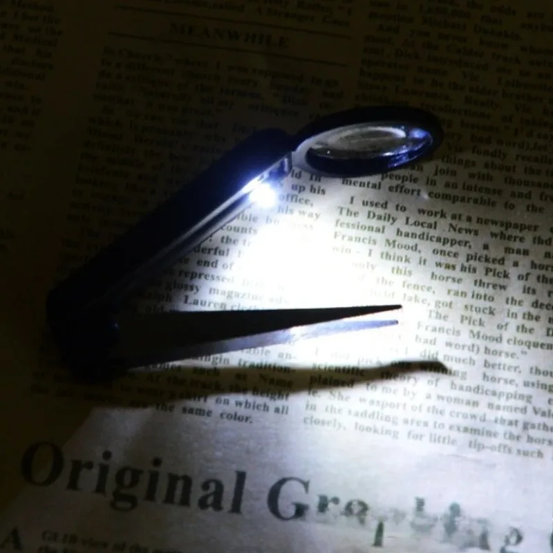 Magnifying Glass Multi-functional with LED Light Forceps for Illumination Plastic Handheld 10x High-definition Lighting