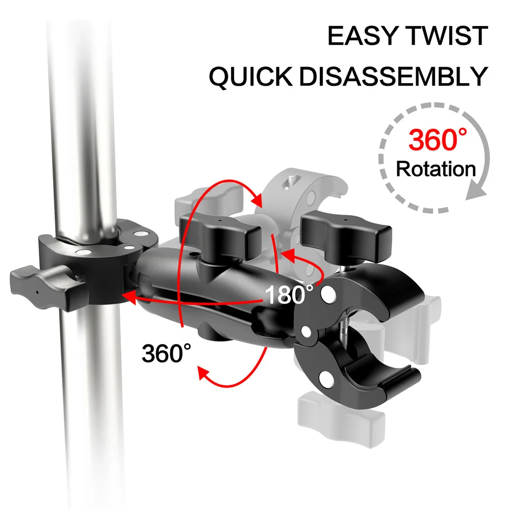 Nuovo doppio metallo Super Clamp articolato Mag ic Arm Clip 360 Super morsetto a doppia testa per ombrello Monitor LED Light