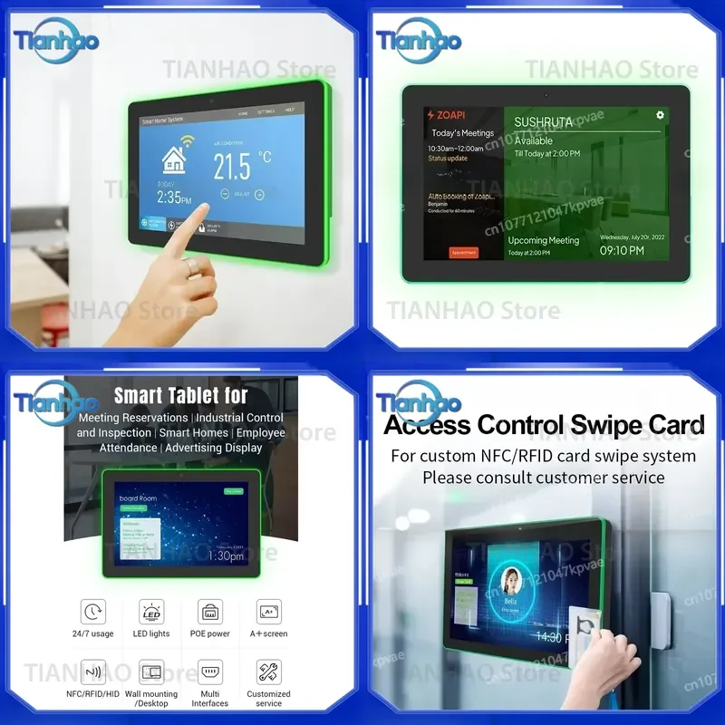 10.1 Inch Wall Mounted Android Linux Tablet for POE NFC RFID WiFi Zigbee Tuya Smart Home Automation Touch Screen Control