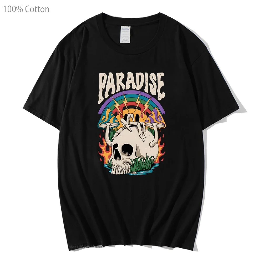 

Paradise T Shirts Men/women Unisex T-shirts 100% Cotton Tshirts Summer High Quality Clothes Short Sleeve Casual O-Neck Tops Y2k
