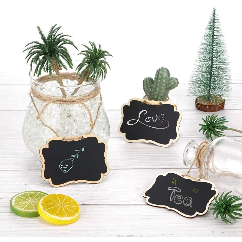 36Pcs Mini Chalkboards Signs, Hanging Wooden Chalkboard Tags, Double-Sided Message Board With Hanging String