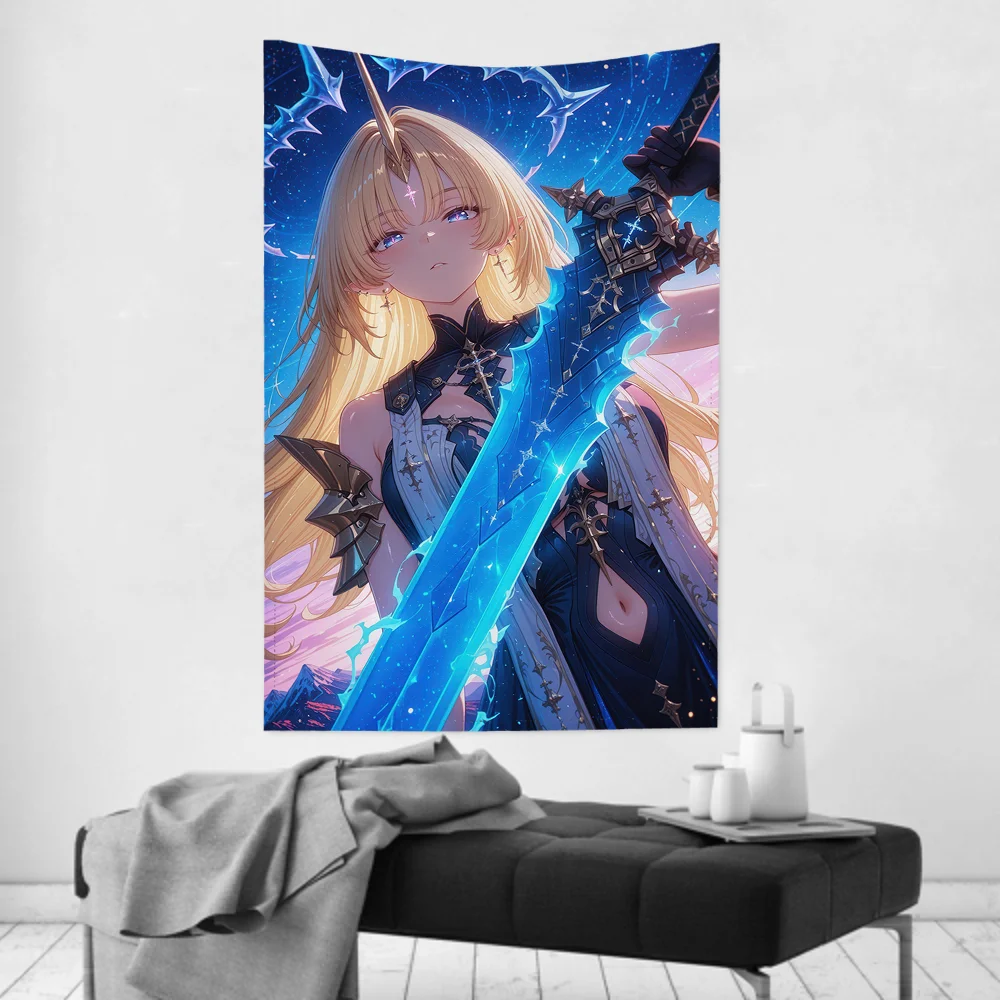 Fleurdelys Anime gra W-Wuthering Waves gobelin wystrój pokoju tkanina ścienna impreza wisząca tło wystrój pokoju pokój dziecięcy