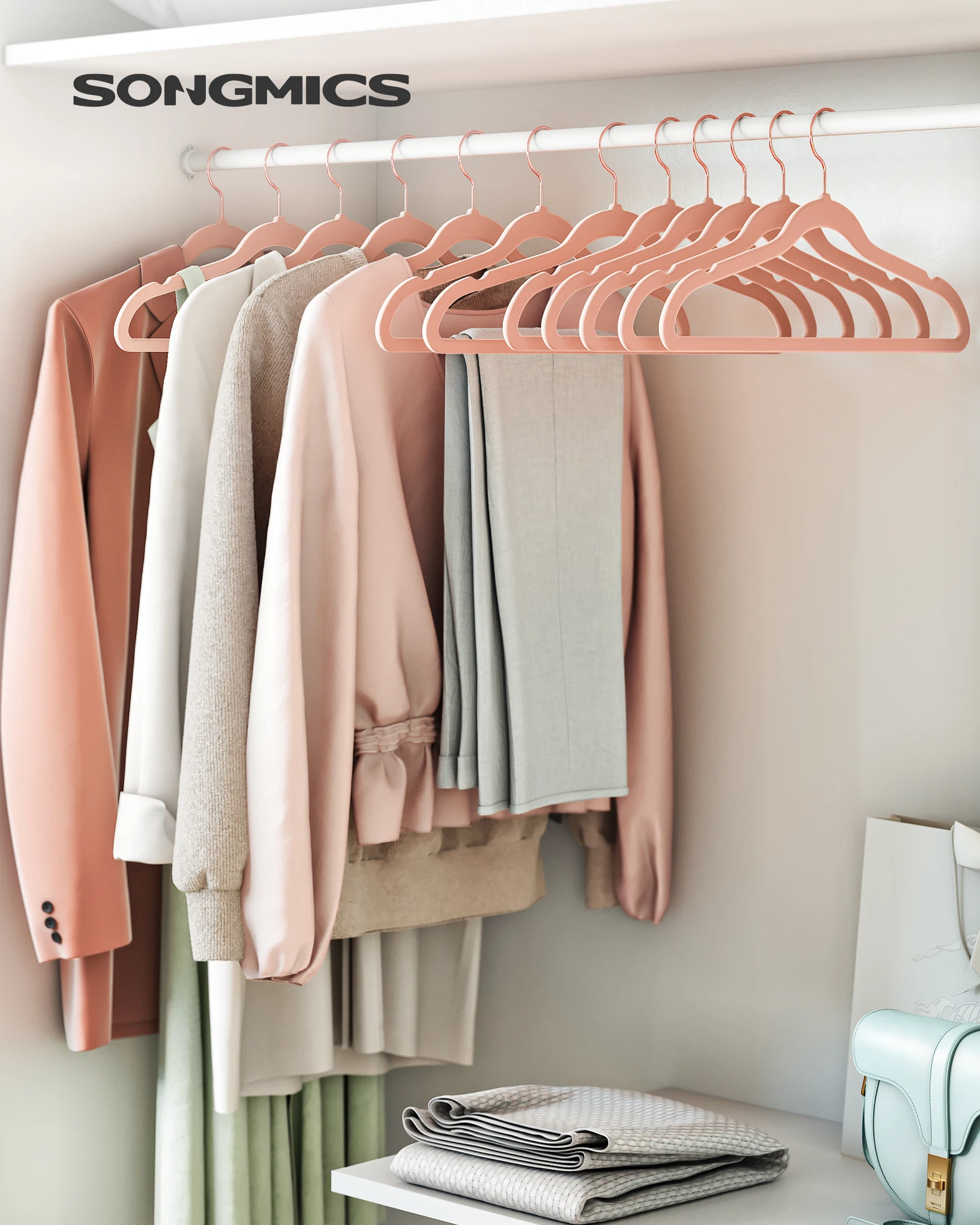 Velbon Songmics Set of 50 Velvet Hangers, 41.5 Cm Wide, Space-saving, High