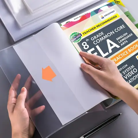 Capa de livro de plástico transparente a4/16k/a5, fechamento autoadesivo, à prova d'água e resistente ao desgaste, capa protetora de pvc com 10 peças