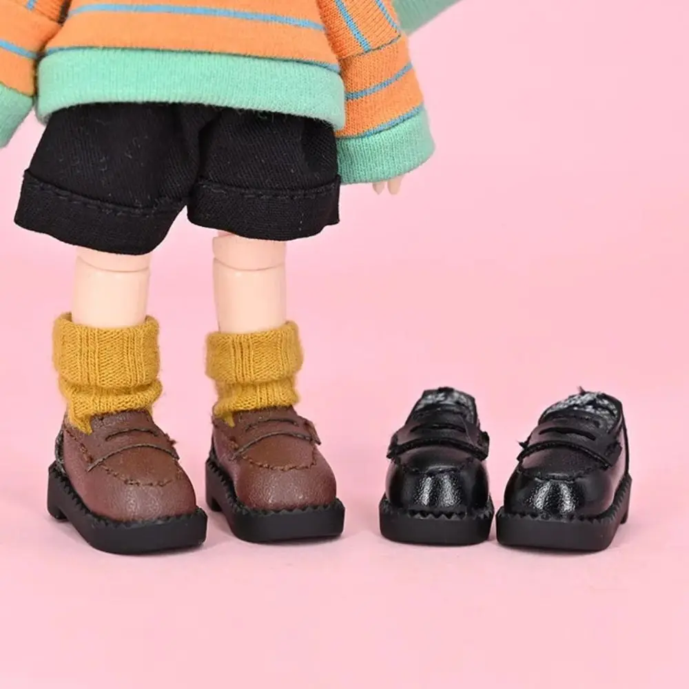 

1pair DIY Pretend Play Ob11 Shoes Cute Outfit Black Brown Leather Shoes Boots Handmade Uniform Shoes Holala Gcs
