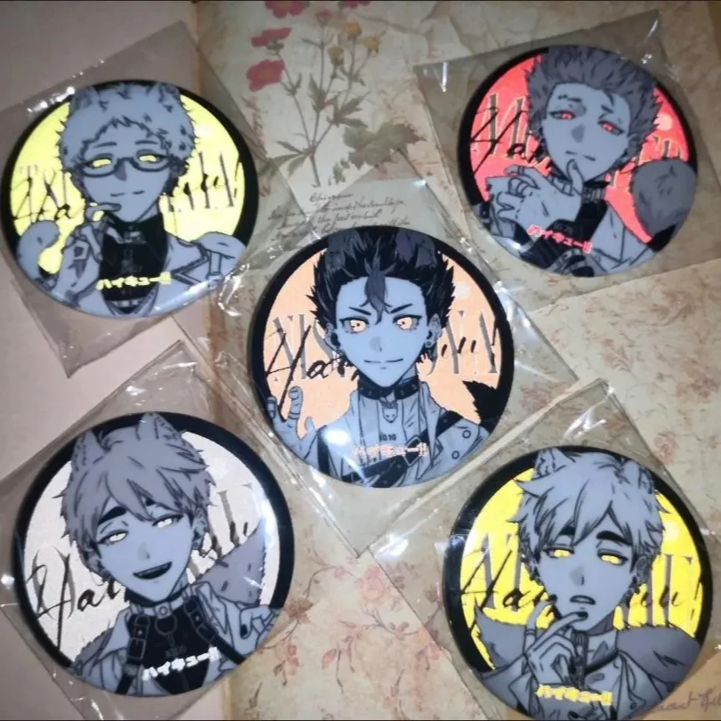 New Haikyuu!! Badge Yu Nishinoya Kei Tsukishima Anime Peripheral Delicate Originality Double Flash Brooch Schoolbag Pendant