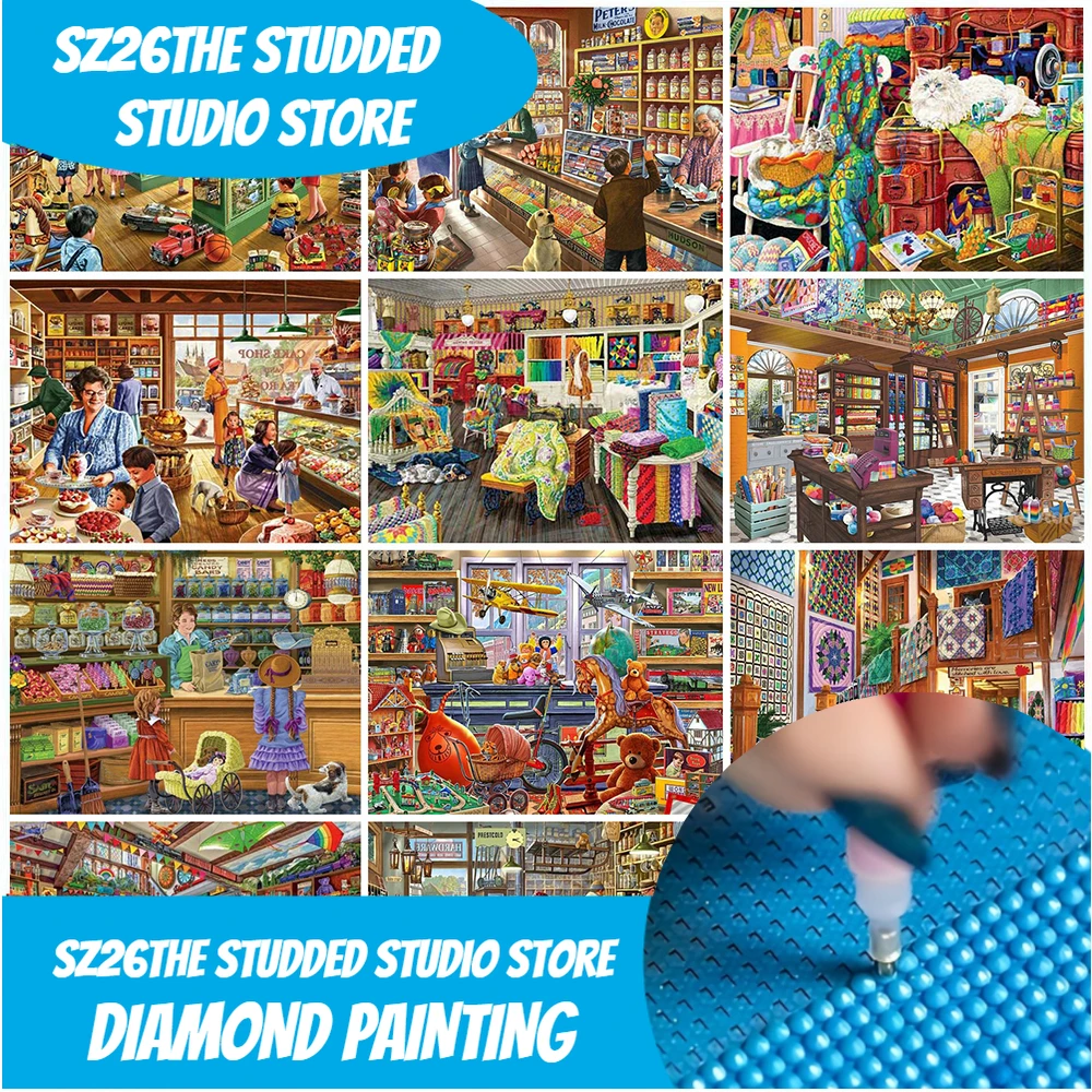 

Sz26Сшипы 5D DIY алмазная живопись магазин полная круглая Алмазная вышивка пейзаж горный хрусталь фотографии украшения дома