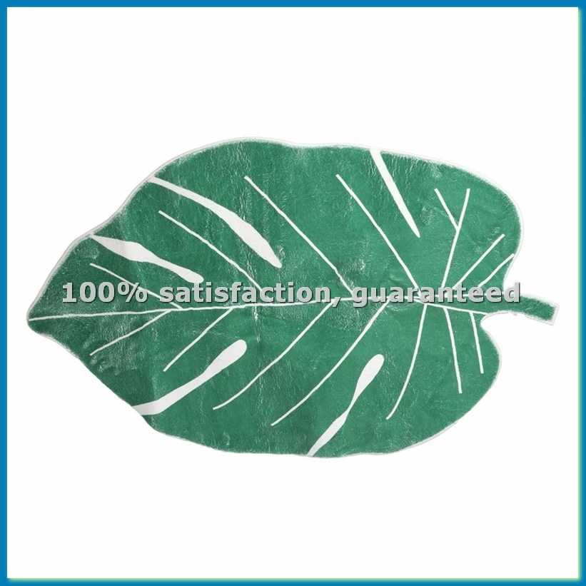 葉っぱの形のラグ、家の装飾用ラグ、バスルームマット、グリーンラグ-at35