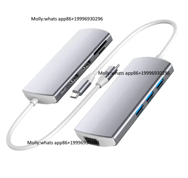 9 in 1 USB C Docking Station for Laptop Macbook 3 Monitor 4K Dual Monitor Aluminum Alloy Hub for HDMI 4K Laptop Docking Station
