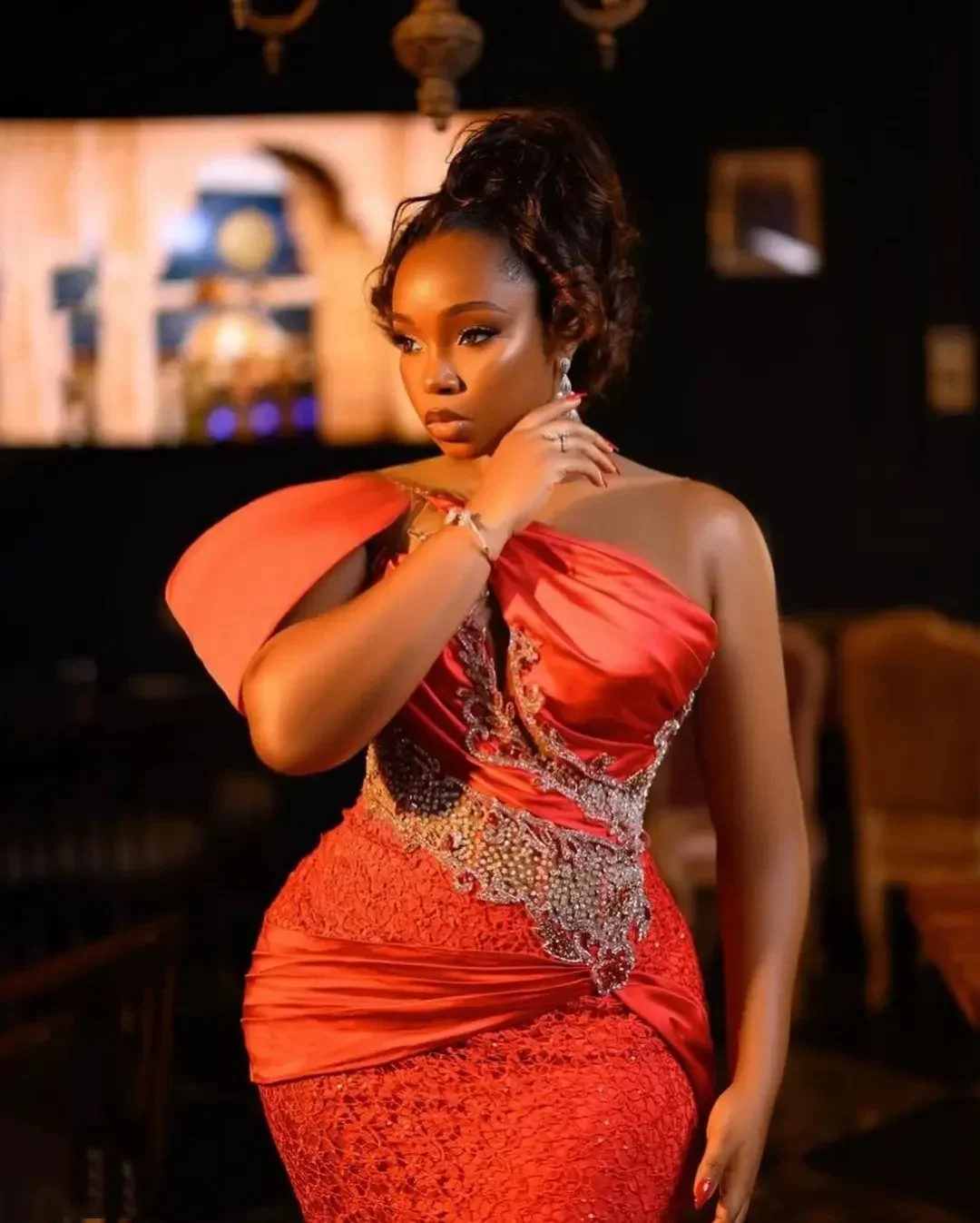 

Изысканные женские вечерние платья Африканские кружевные платья для выпускного вечера с прозрачным вырезом и вырезом из бисера Платье для свадебного приема