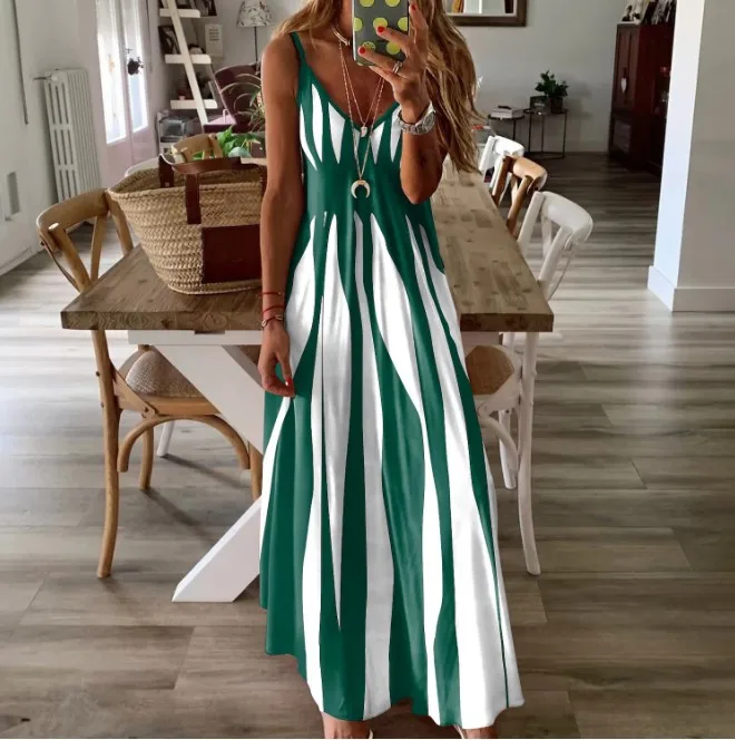 

Women's Slip Dress Sexy New Fashion Zebra Pattern Dresses 2025 Summer Comfortable Robe Casual Personality Long Dress Streetwear