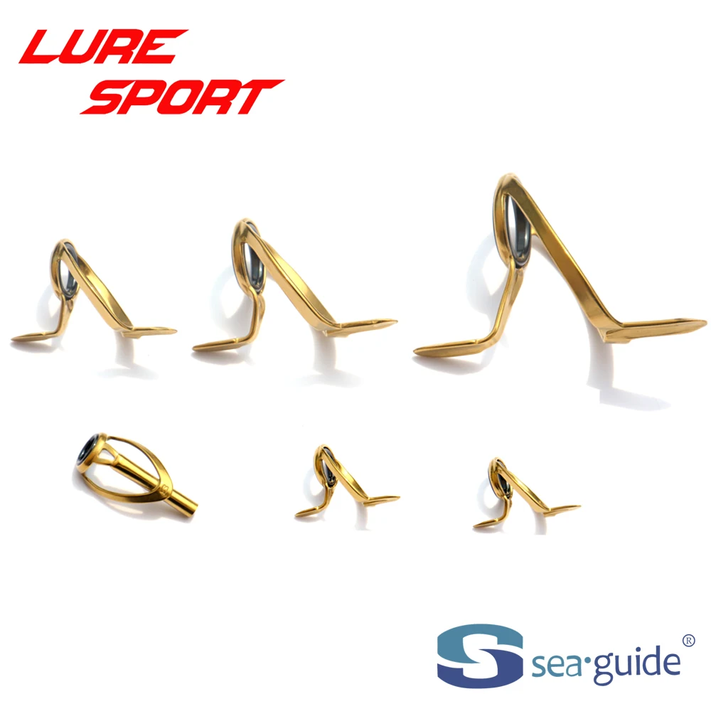 

SEAGUIDE 6 9pc PVD Gold Frame HGXREST10 Top HGXRESG25 Guide set Heavy Duty Boat Rod Building component Repair DIY Accessory